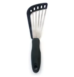 This versatile slotted turner helps drain excess oil while making flipping and serving quick and effortless.